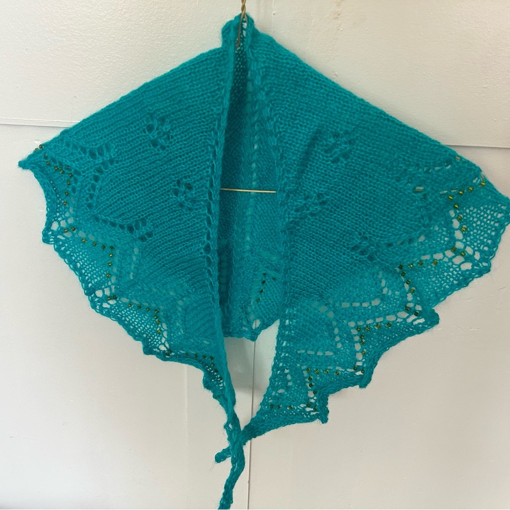 Hand knit scarf shawl